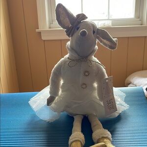 White and Gold Plush Mouse Toy